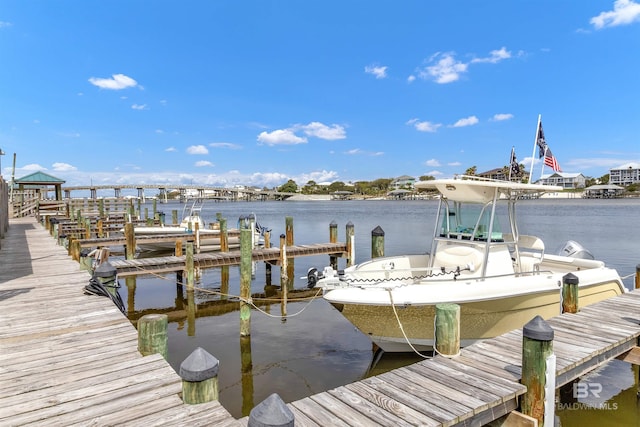 dock area featuring a water view