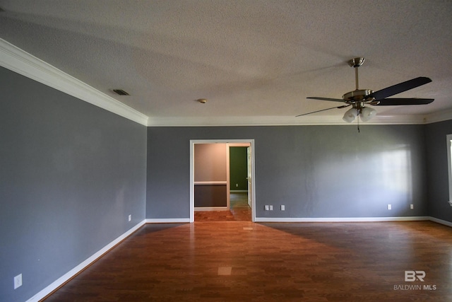11151 Colvin Ln, Daphne, AL 36526 - spare room featuring crown molding, wood finished floors, a textured ceiling, ceiling fan, and baseboards