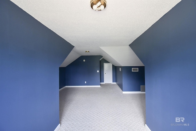 11151 Colvin Ln, Daphne, AL 36526 - additional living space featuring baseboards, lofted ceiling, a textured ceiling, and carpet floors