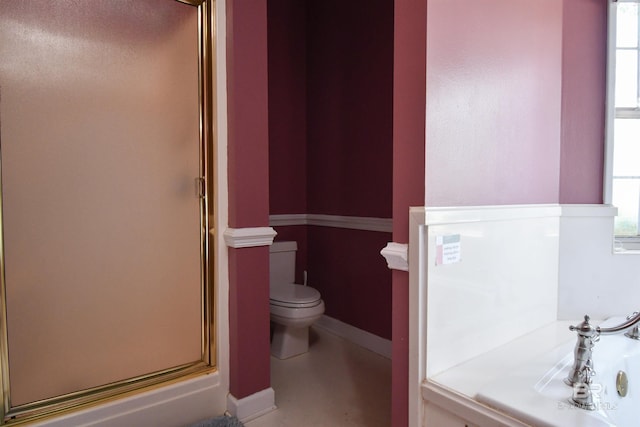 11151 Colvin Ln, Daphne, AL 36526 - bathroom with a shower stall, toilet, a bath, and baseboards