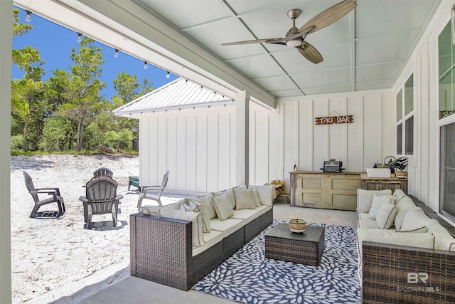 view of patio / terrace with outdoor lounge area and exterior kitchen