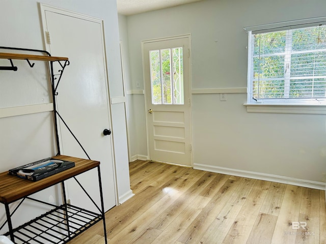 entryway with light hardwood / wood-style flooring