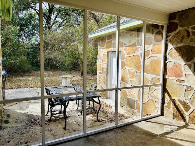 view of unfurnished sunroom