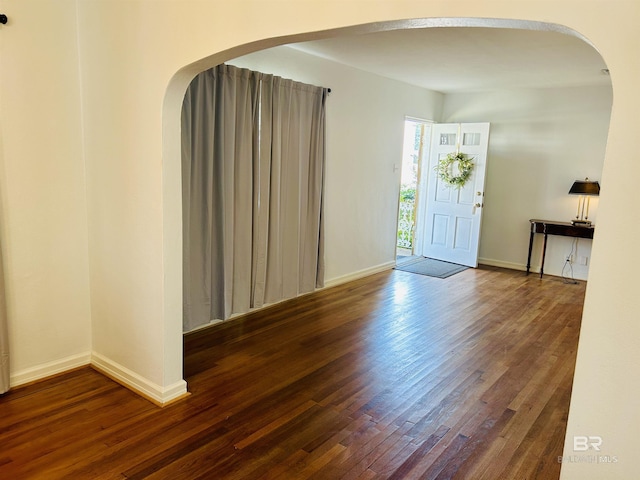 foyer entrance featuring dark wood-type flooring