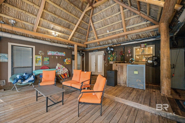 wooden deck featuring a gazebo