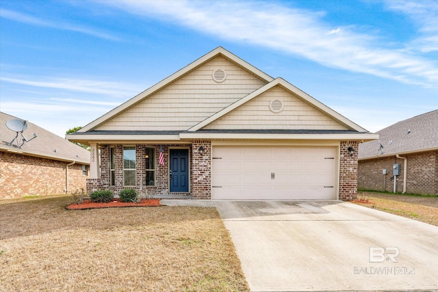 view of front of home with a porch and a garage