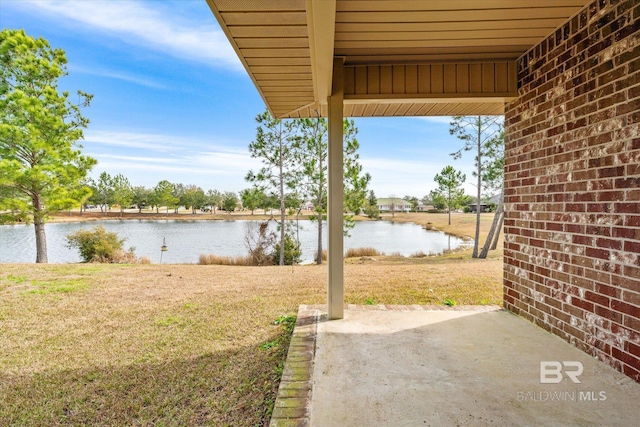 exterior space featuring a water view