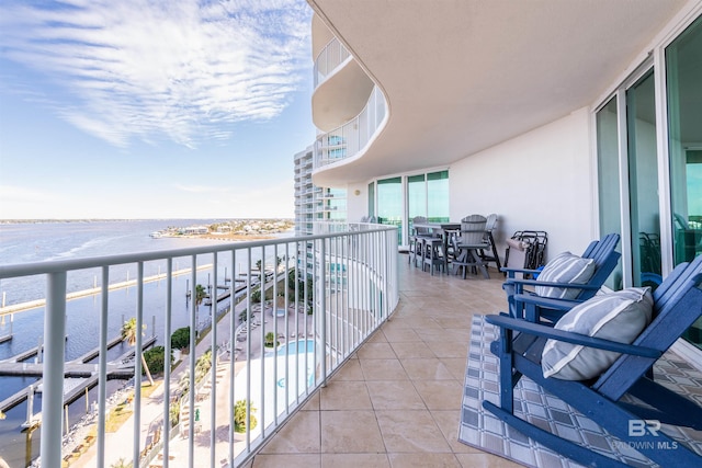 balcony with a water view