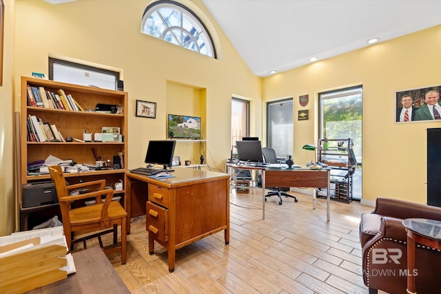 51 N Jackson St Unit A, Mobile, AL 36602 - office area featuring plenty of natural light, light wood-style flooring, and high vaulted ceiling