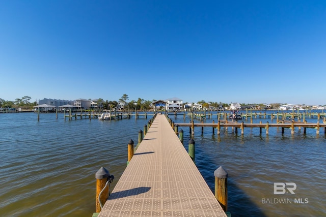 dock area featuring a water view