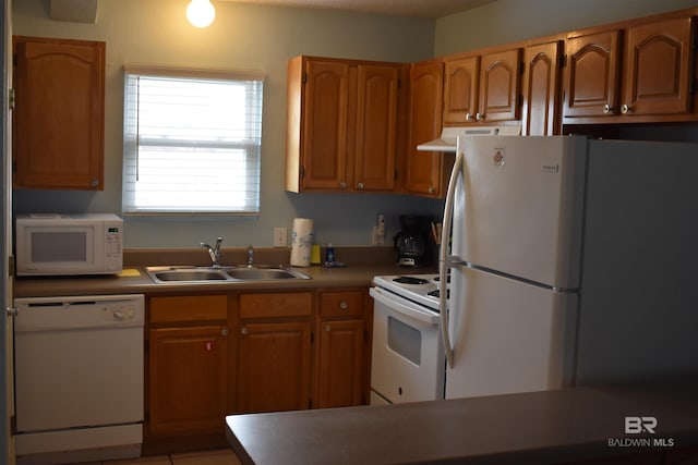 kitchen featuring sink and white appliances