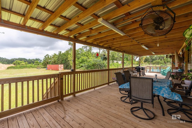 11691 Grantham Rd, Foley, AL 36535 - wooden terrace featuring outdoor dining area and a yard