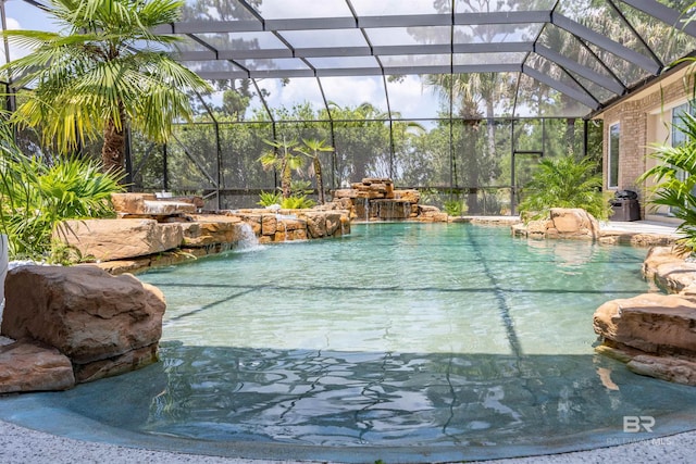 pool with glass enclosure