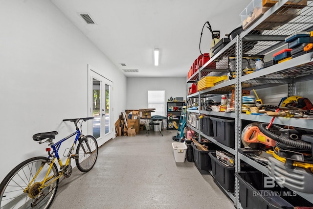 storage with french doors