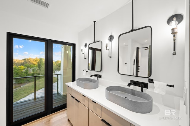 bathroom featuring wood-type flooring and vanity