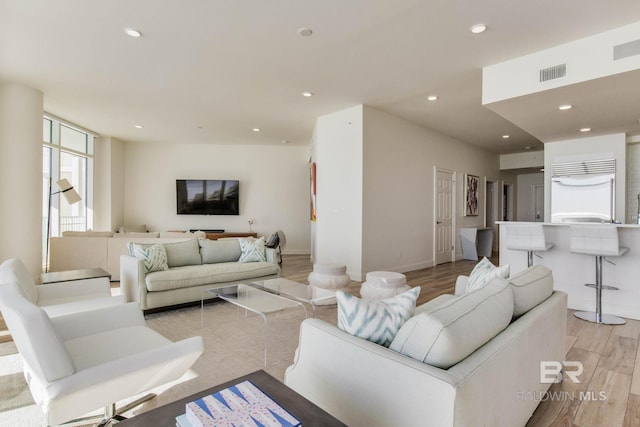 living room featuring light hardwood / wood-style flooring