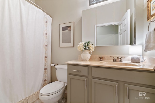 bathroom featuring toilet and vanity with extensive cabinet space