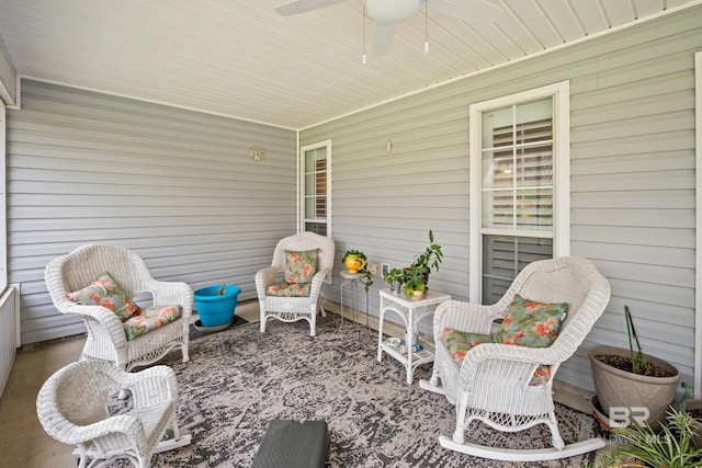 view of patio / terrace featuring a ceiling fan