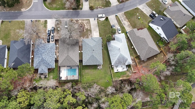 bird's eye view with a residential view