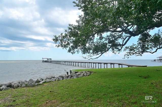 9397 S Bay Rd, Foley, AL 36535 - view of dock featuring a water view and a lawn