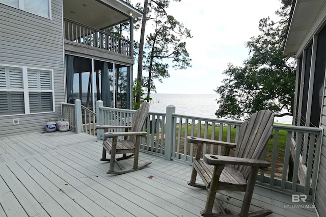 9397 S Bay Rd, Foley, AL 36535 - wooden terrace featuring a water view
