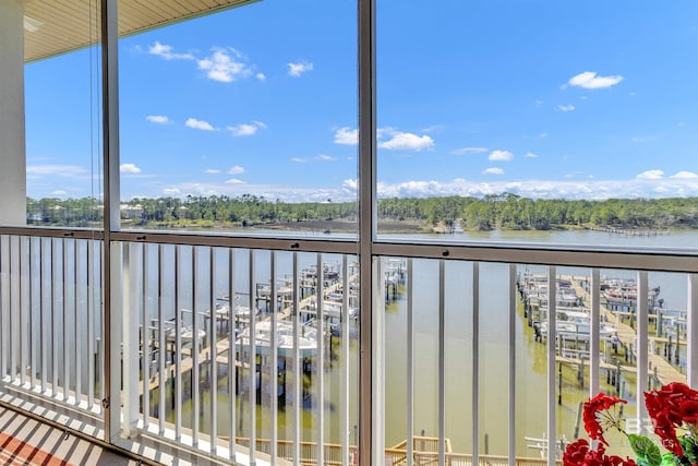 balcony with a water view