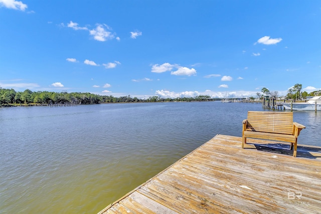 view of dock featuring a water view