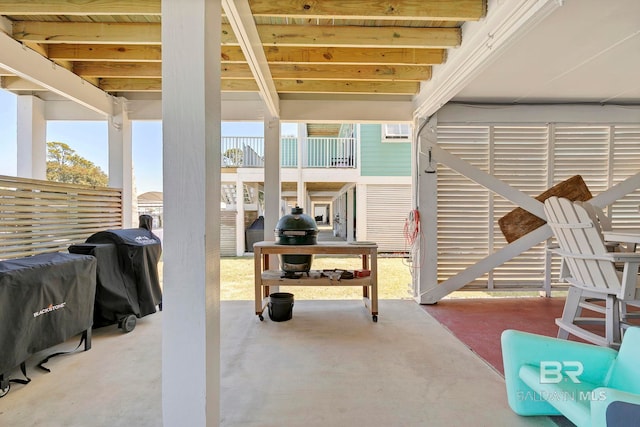 view of patio with fence and grilling area