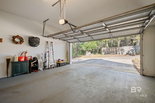 garage with a garage door opener