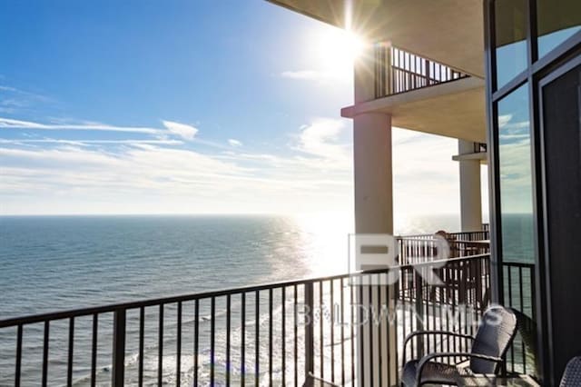 balcony with a water view