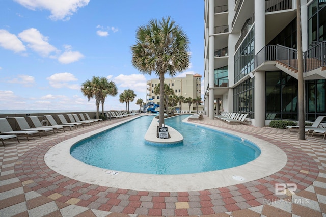 view of pool with a patio