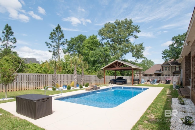 view of pool featuring a gazebo and a patio area