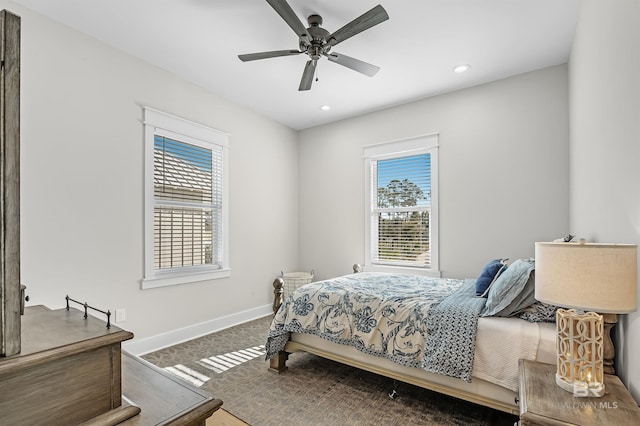 bedroom featuring ceiling fan