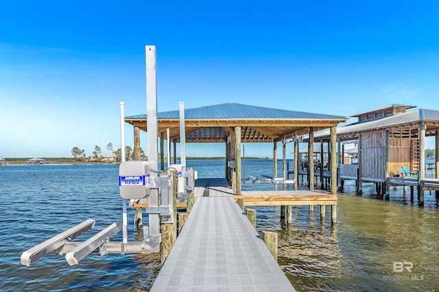 view of dock featuring a water view