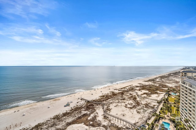 property view of water with a beach view