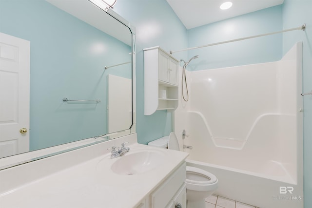 19711 Hunters Loop, Fairhope, AL 36532 - full bath featuring toilet, vanity,  shower combination, and tile patterned flooring