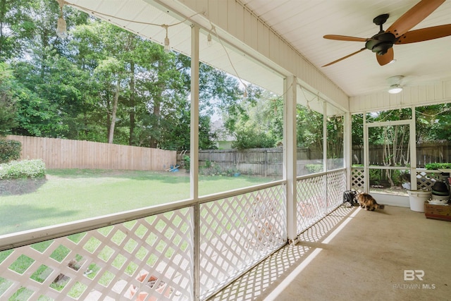 19711 Hunters Loop, Fairhope, AL 36532 - unfurnished sunroom featuring ceiling fan