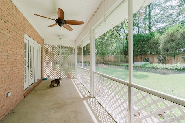 19711 Hunters Loop, Fairhope, AL 36532 - unfurnished sunroom featuring french doors and ceiling fan
