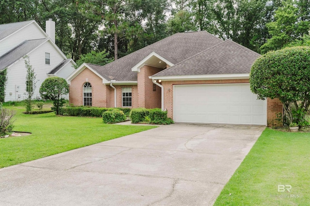 19711 Hunters Loop, Fairhope, AL 36532 - view of front of property featuring brick siding, a garage, roof with shingles, concrete driveway, and a front yard