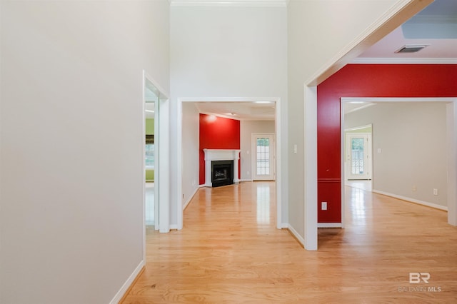 19711 Hunters Loop, Fairhope, AL 36532 - corridor with light wood-type flooring, crown molding, and baseboards