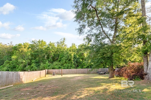 view of yard featuring a fenced backyard