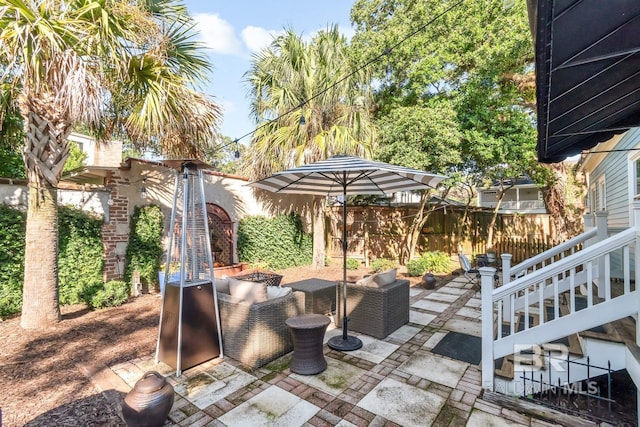 view of patio featuring an outdoor living space