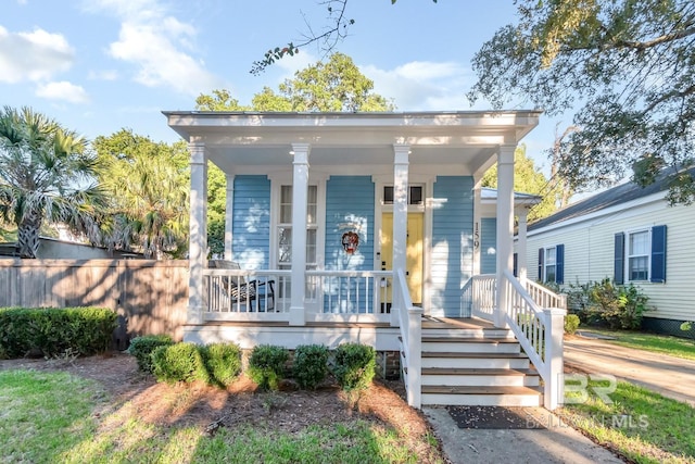 view of front of home featuring covered porch