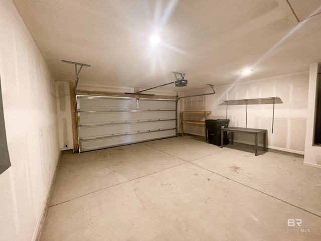 garage with a garage door opener