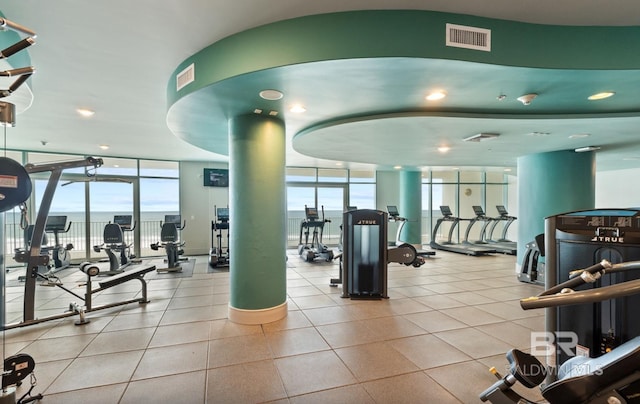 26302 Perdido Beach Blvd Unit D708, Orange Beach, AL 36561 - gym with a wall of windows, plenty of natural light, and recessed lighting