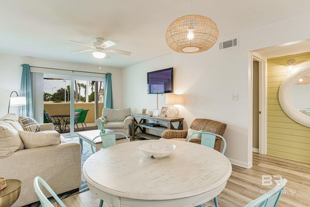 interior space featuring ceiling fan and light hardwood / wood-style flooring