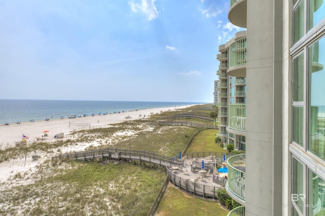 view of water feature featuring a beach view