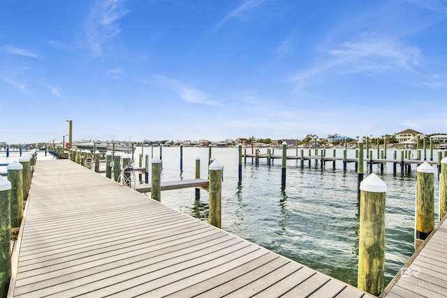 dock area featuring a water view