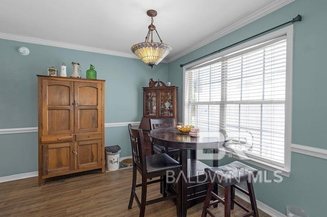 23530 Arbor Creek Dr, Robertsdale, AL 36567 - dining room with baseboards, crown molding, and wood finished floors