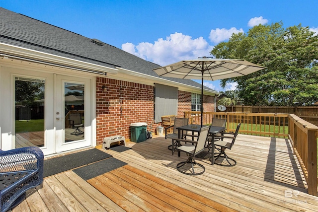 23530 Arbor Creek Dr, Robertsdale, AL 36567 - wooden terrace with outdoor dining area and french doors